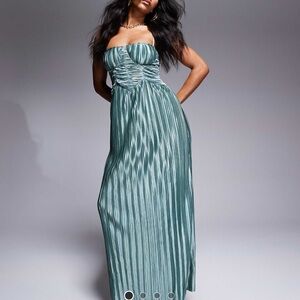 ASOS DESIGN Metallic Ruched Detail Maxi Dress